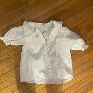 Short Sleeved Blouse with Pearl buttons